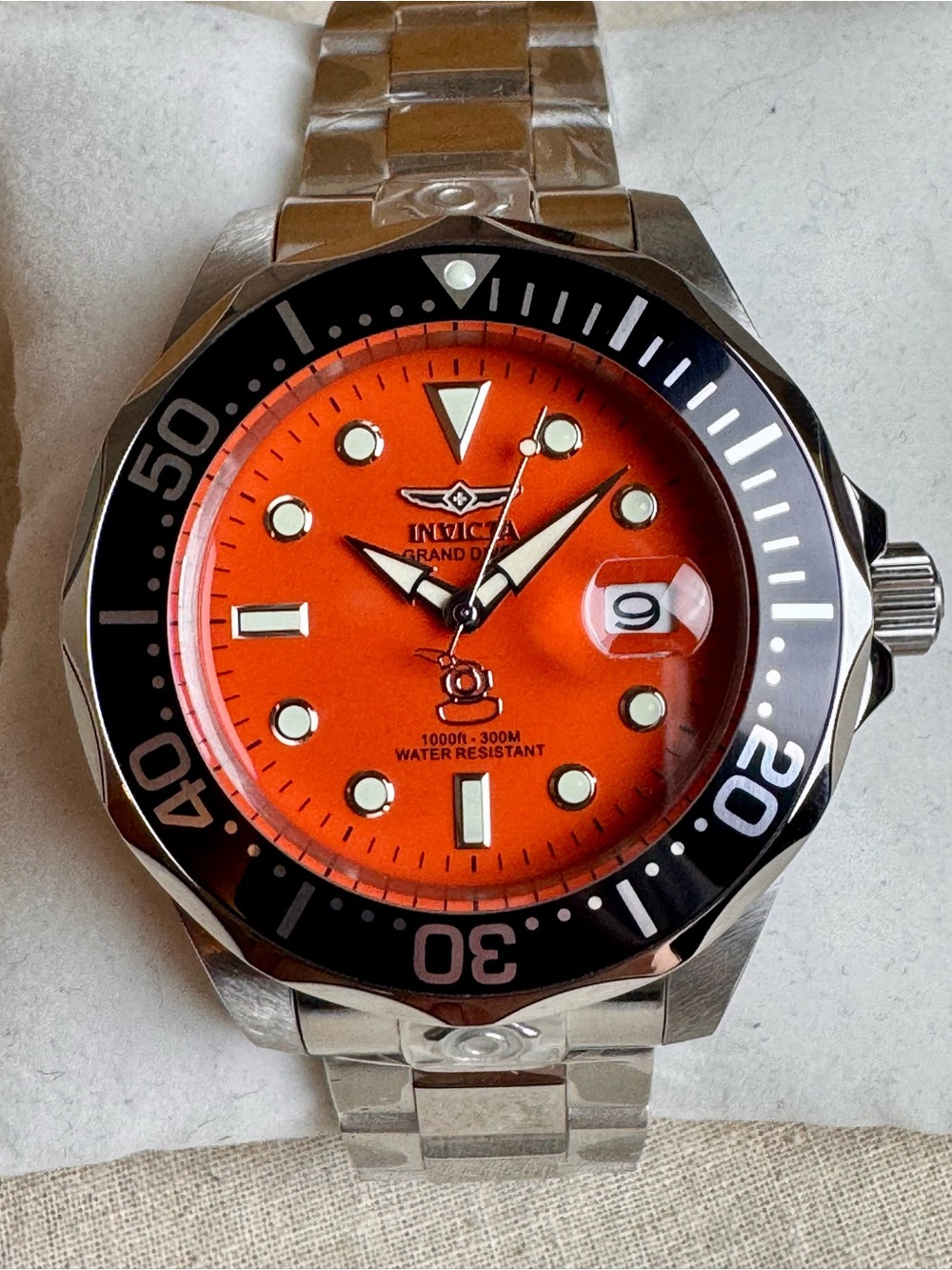 Invicta Grand Diver Automatic 47mm Orange Dial NH35A Watch NWT